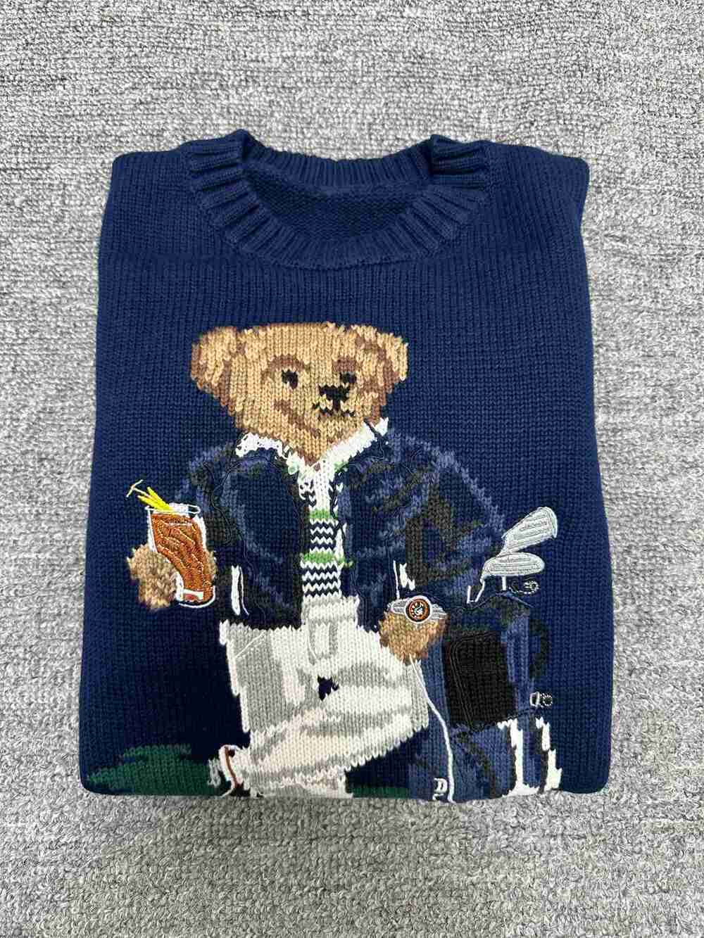 ⭐Ralph lauren Golf Bear Jacquard Navy Crew Neck Knit Sweater - Picture 4 of 5